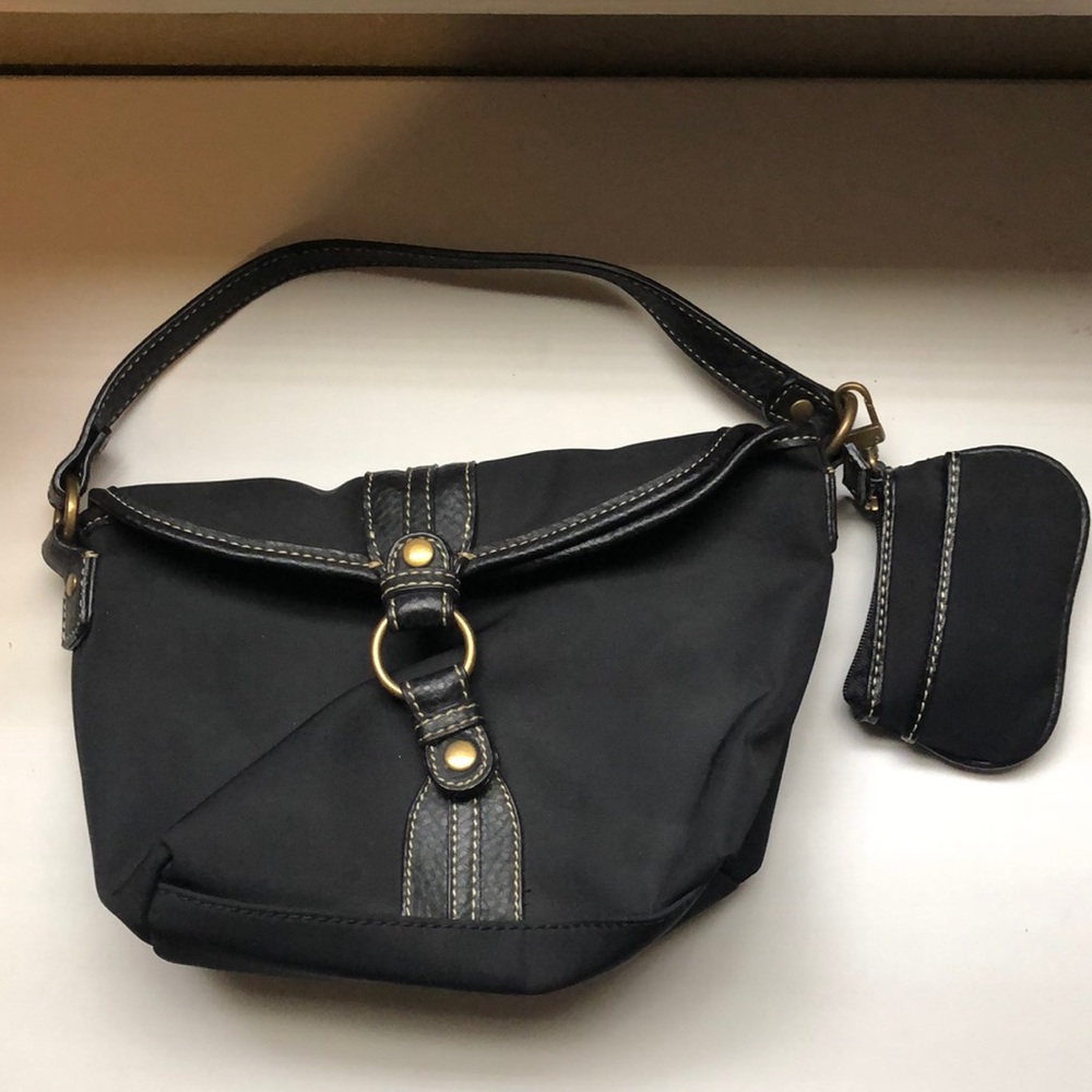 New Chaps Black Small Purse With Attached Coin Purse